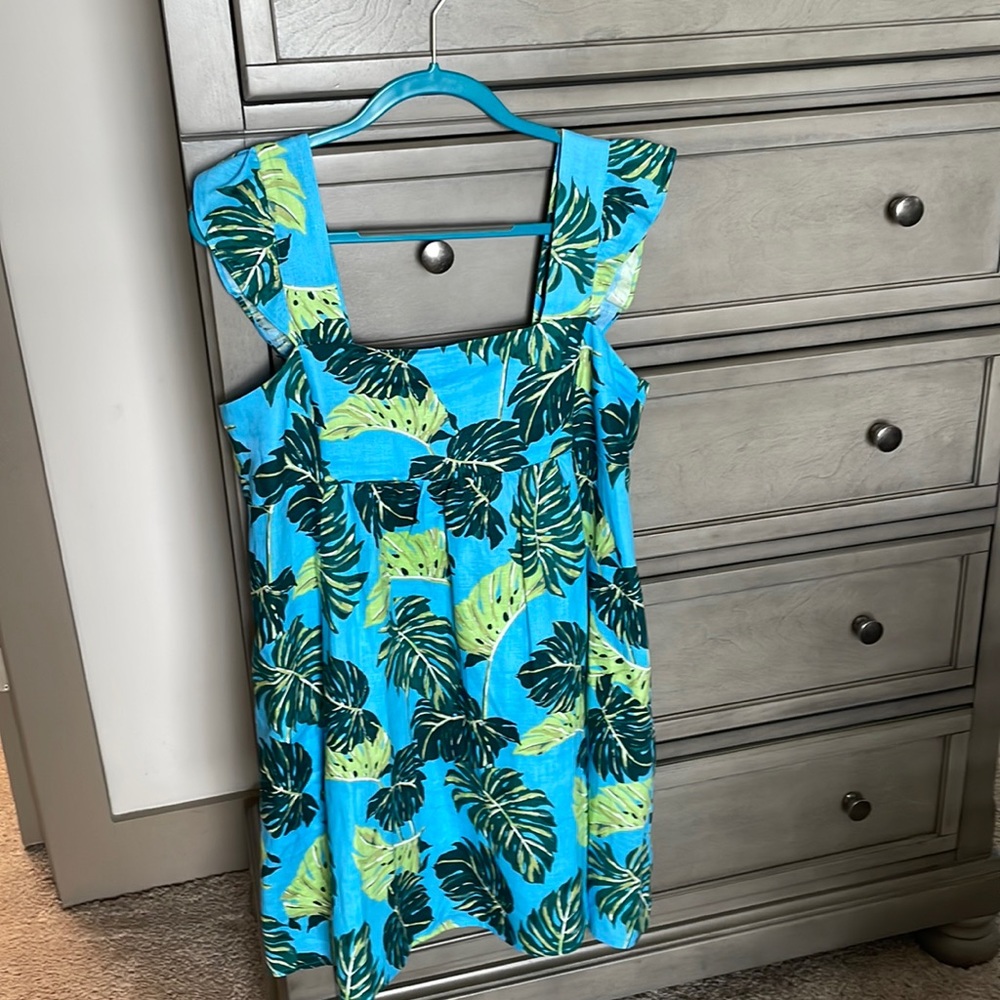 Draper James NWOT Large palm print babydoll dress